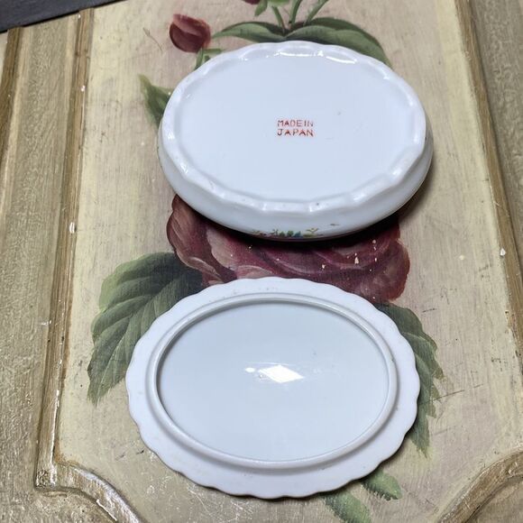 Vintage Floral Porcelain Trinket Dish Made in Japan - Picture 5 of 9